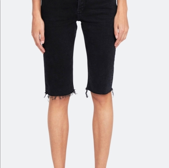 Agolde Carrie Long Length Bermuda Denim Cutoff Shorts In Stunner Size 28 - Picture 2 of 11